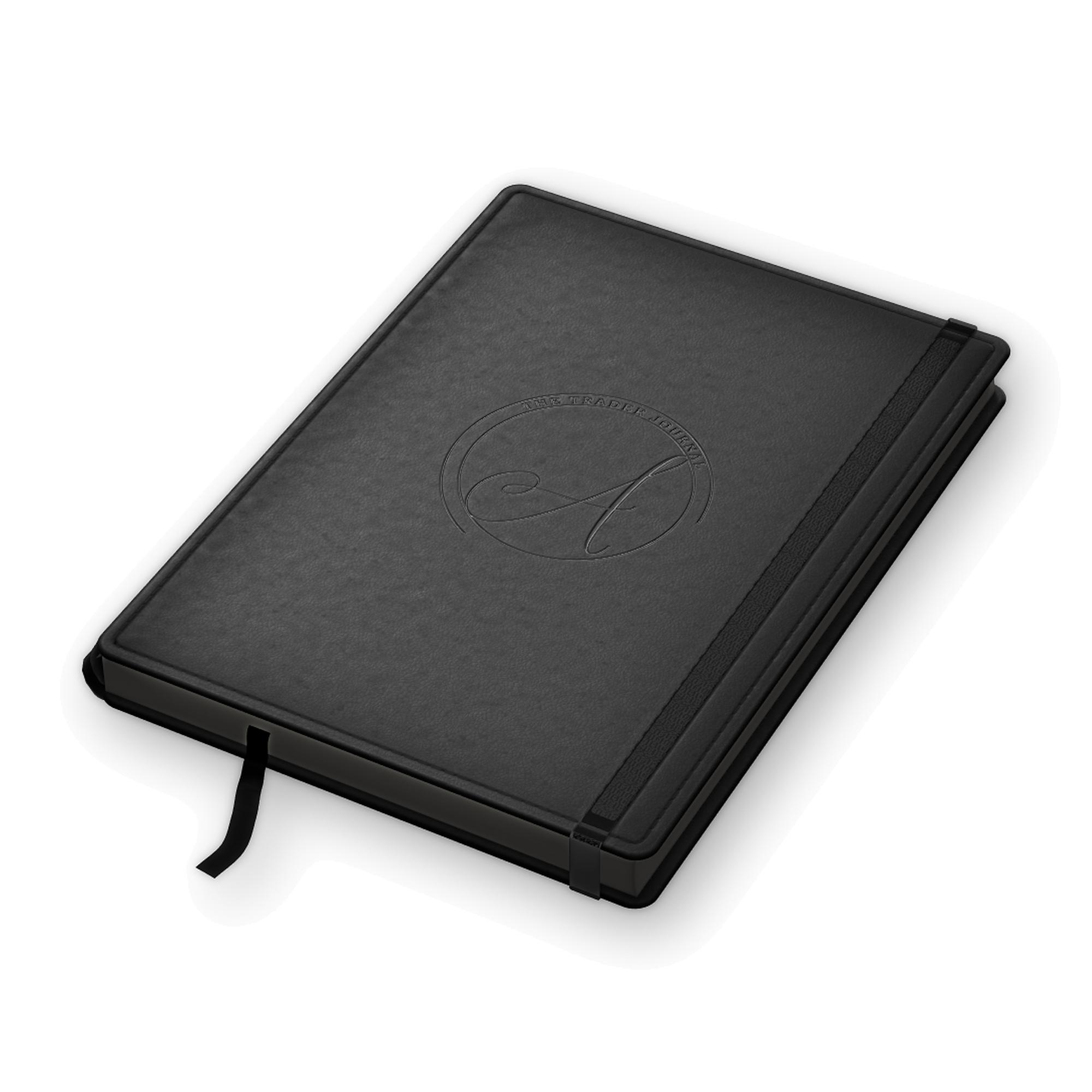 Agenda The Trader Journal 2027 cerrada, tapa negra con logo gofrado